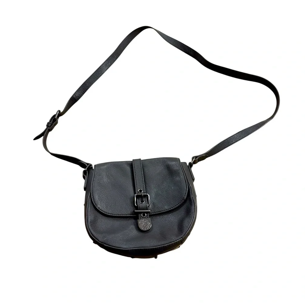 Vince Camuto | Dark Grey Charcoal Saddle Crossbody Bag Pebbled